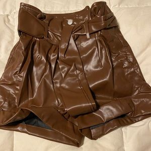 Bnwt white birch brown faux leather shorts SMALL